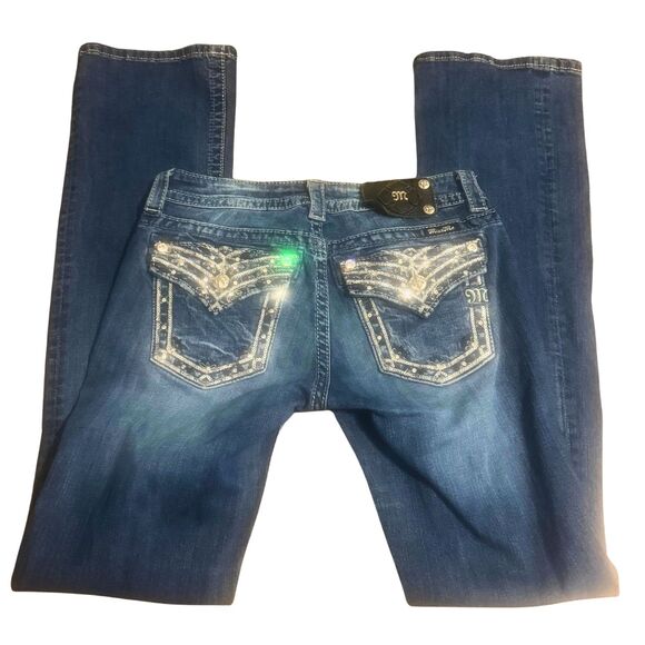 Y2K Miss Me Size 28 M L Sequin Western Cowgirl Alt McBling Bootcut Denim Jeans - Picture 1 of 7